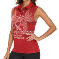 Personalised In September We Wear Red Women Sleeveless Polo Shirt Polynesia Blood Cancer Awareness