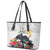 Kiribati Independence Day Leather Tote Bag Frigatebird Mix Tropical Flowers - White Style