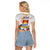Kiribati Independence Day Raglan Cropped T Shirt Frigatebird Mix Tropical Flowers - White Style