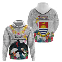 Kiribati Independence Day Zip Hoodie Frigatebird Mix Tropical Flowers - White Style