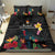 Kiribati Independence Day Bedding Set Frigatebird Mix Tropical Flowers - Black Style