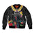 Kiribati Independence Day Bomber Jacket Frigatebird Mix Tropical Flowers - Black Style