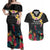 Kiribati Independence Day Couples Matching Off Shoulder Maxi Dress and Hawaiian Shirt Frigatebird Mix Tropical Flowers - Black Style