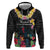 Kiribati Independence Day Hoodie Frigatebird Mix Tropical Flowers - Black Style