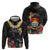 Kiribati Independence Day Hoodie Frigatebird Mix Tropical Flowers - Black Style