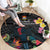 Kiribati Independence Day Round Carpet Frigatebird Mix Tropical Flowers - Black Style