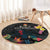 Kiribati Independence Day Round Carpet Frigatebird Mix Tropical Flowers - Black Style