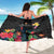 Kiribati Independence Day Sarong Frigatebird Mix Tropical Flowers - Black Style