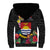 Kiribati Independence Day Sherpa Hoodie Frigatebird Mix Tropical Flowers - Black Style