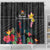 Kiribati Independence Day Shower Curtain Frigatebird Mix Tropical Flowers - Black Style