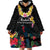 Kiribati Independence Day Wearable Blanket Hoodie Frigatebird Mix Tropical Flowers - Black Style