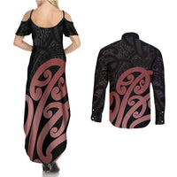 New Zealand Mangopare Tamanako Couples Matching Summer Maxi Dress and Long Sleeve Button Shirt Aotearoa Maori LT14 - Polynesian Pride