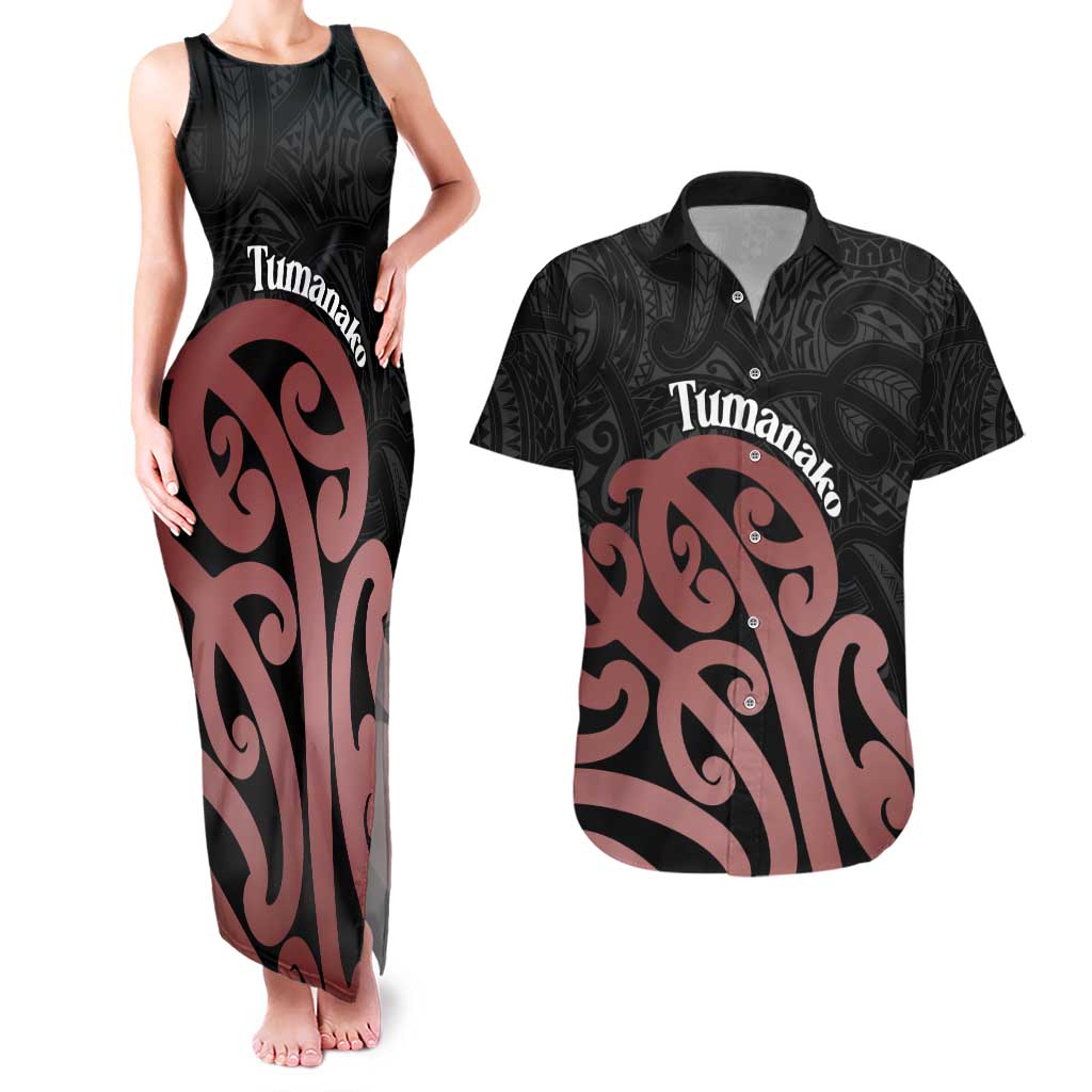 New Zealand Mangopare Tamanako Couples Matching Tank Maxi Dress and Hawaiian Shirt Aotearoa Maori