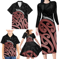 New Zealand Mangopare Tamanako Family Matching Long Sleeve Bodycon Dress and Hawaiian Shirt Aotearoa Maori