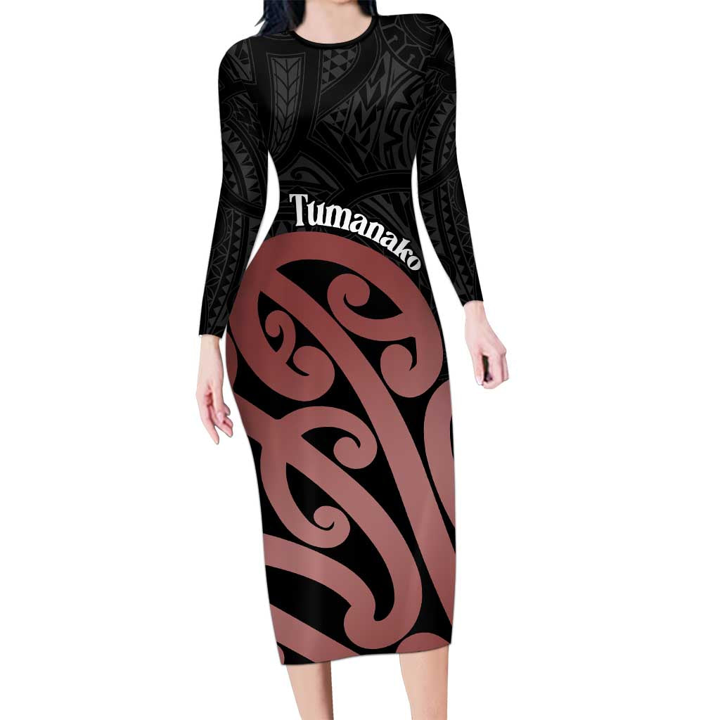 New Zealand Mangopare Tamanako Family Matching Long Sleeve Bodycon Dress and Hawaiian Shirt Aotearoa Maori