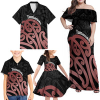 New Zealand Mangopare Tamanako Family Matching Off Shoulder Maxi Dress and Hawaiian Shirt Aotearoa Maori LT14 - Polynesian Pride