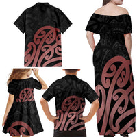 New Zealand Mangopare Tamanako Family Matching Off Shoulder Maxi Dress and Hawaiian Shirt Aotearoa Maori LT14 - Polynesian Pride