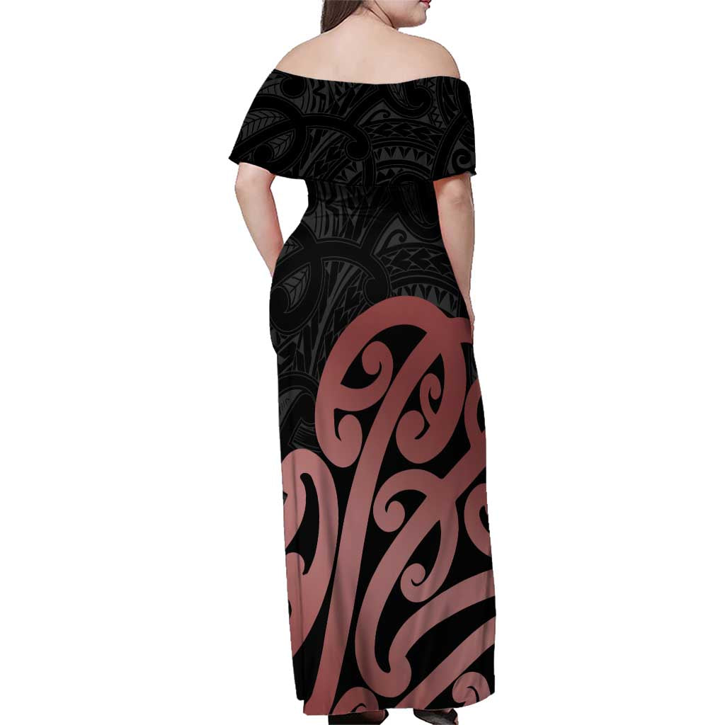 New Zealand Mangopare Tamanako Family Matching Off Shoulder Maxi Dress and Hawaiian Shirt Aotearoa Maori LT14 - Polynesian Pride