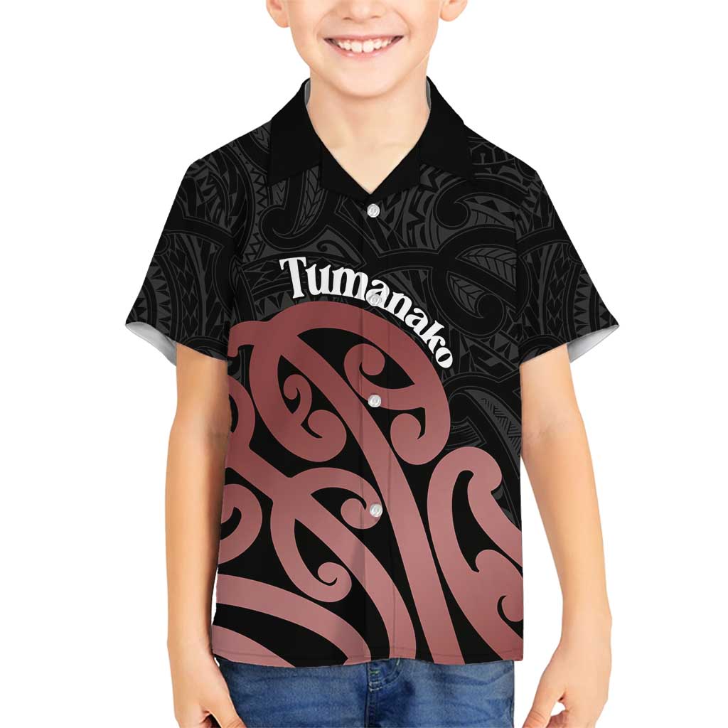 New Zealand Mangopare Tamanako Family Matching Off Shoulder Maxi Dress and Hawaiian Shirt Aotearoa Maori LT14 Son's Shirt Brown - Polynesian Pride