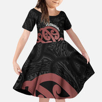 New Zealand Mangopare Tamanako Family Matching Summer Maxi Dress and Hawaiian Shirt Aotearoa Maori LT14 Daughter's Dress Brown - Polynesian Pride