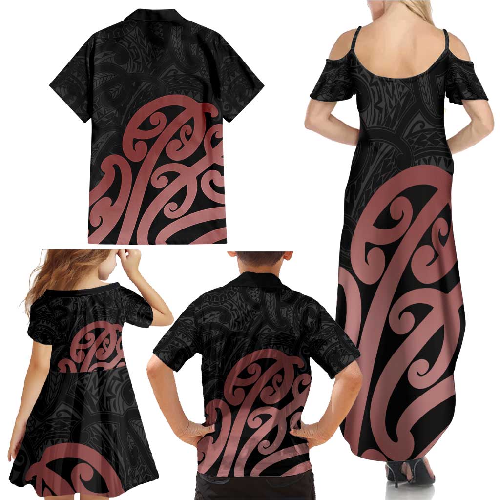 New Zealand Mangopare Tamanako Family Matching Summer Maxi Dress and Hawaiian Shirt Aotearoa Maori LT14 - Polynesian Pride