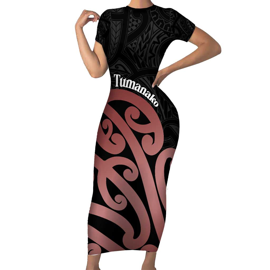 New Zealand Mangopare Tamanako Short Sleeve Bodycon Dress Aotearoa Maori