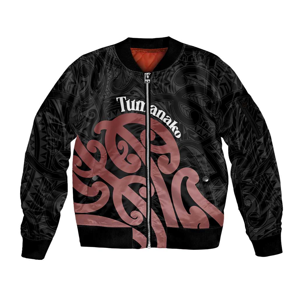 New Zealand Mangopare Tamanako Sleeve Zip Bomber Jacket Aotearoa Maori LT14 Unisex Brown - Polynesian Pride