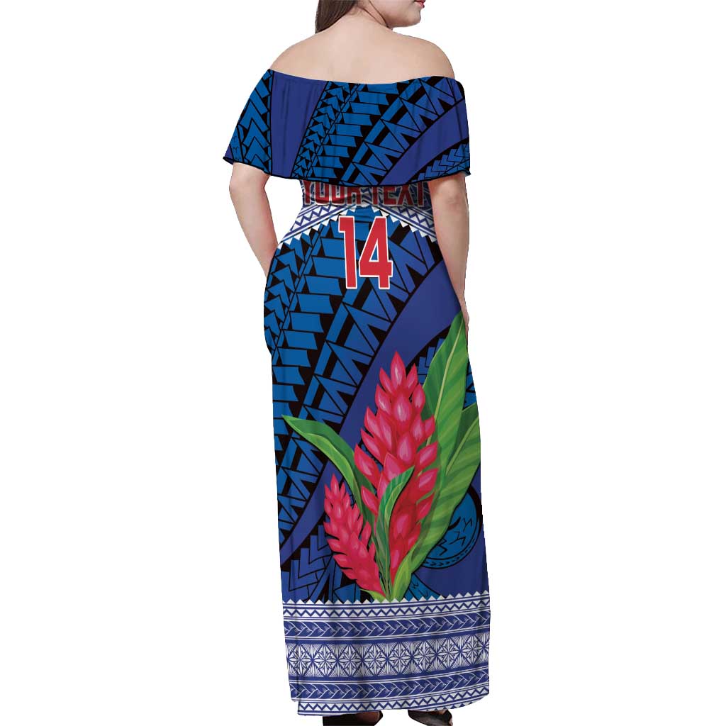 Custom Samoa Rugby Off Shoulder Maxi Dress 2024 Go Champions Samoan Gingers