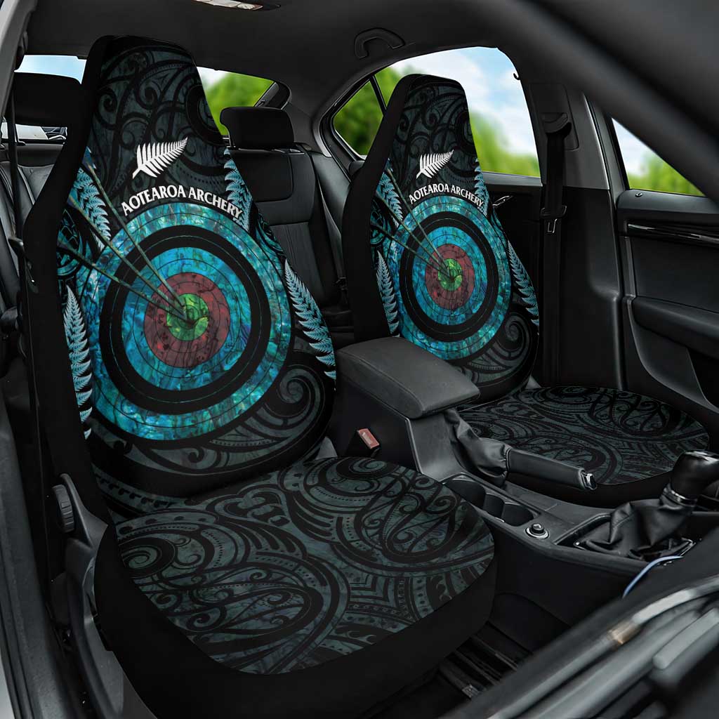 New Zealand Archery Car Seat Cover Aotearoa Silver Fern Maori - Polynesian Pride