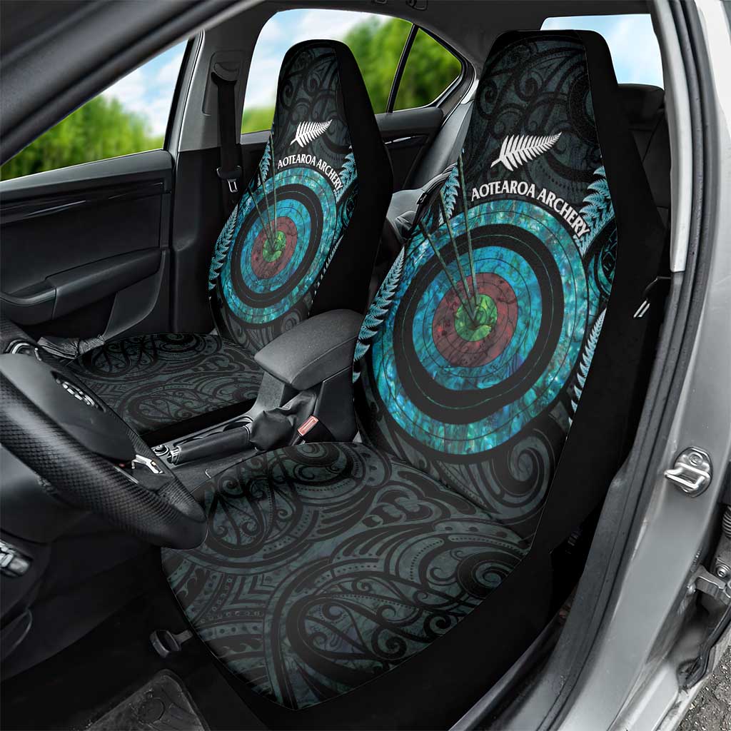 New Zealand Archery Car Seat Cover Aotearoa Silver Fern Maori - Polynesian Pride
