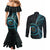 New Zealand Archery Couples Matching Mermaid Dress and Long Sleeve Button Shirt Aotearoa Silver Fern Maori - Polynesian Pride