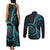 New Zealand Archery Couples Matching Tank Maxi Dress and Long Sleeve Button Shirt Aotearoa Silver Fern Maori - Polynesian Pride