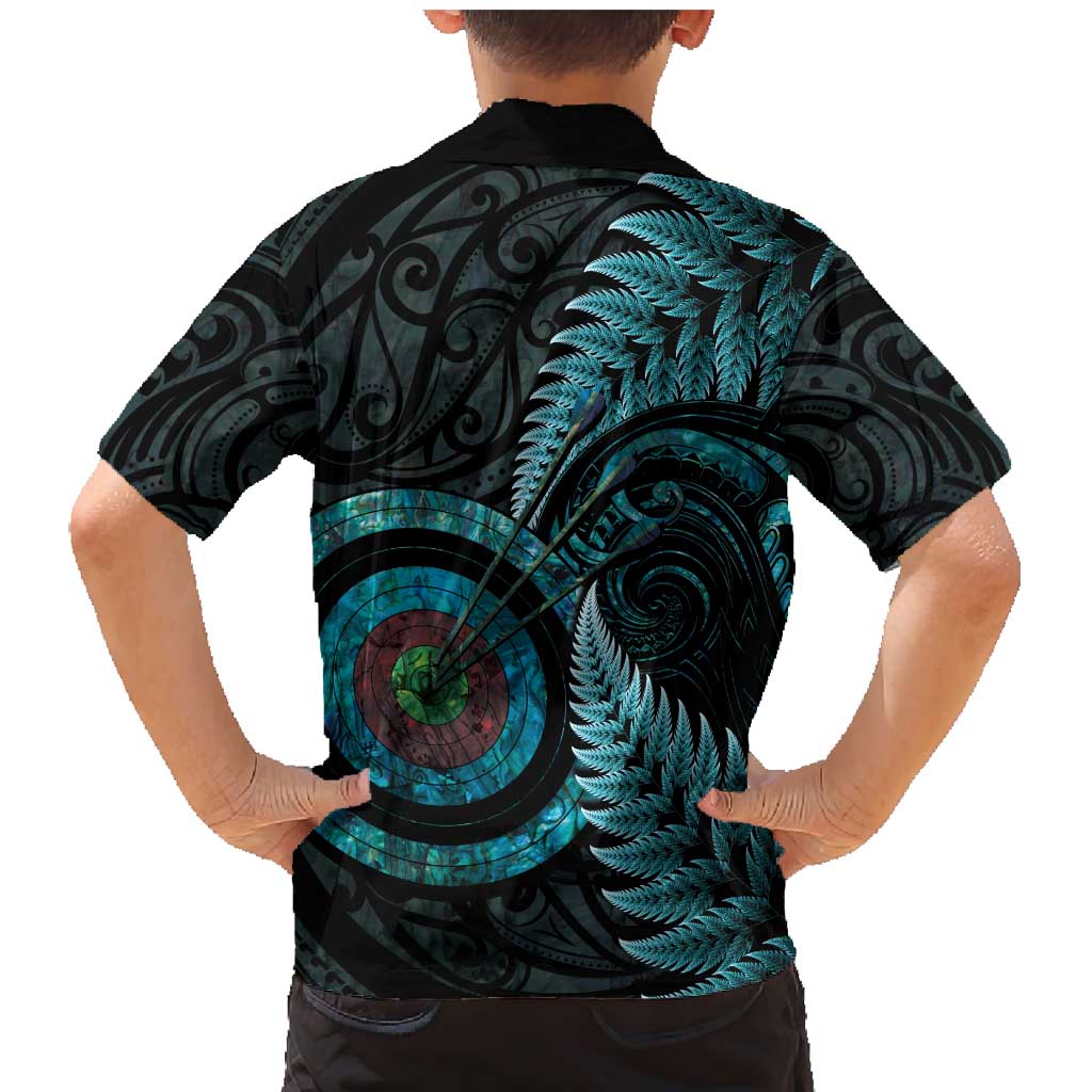 New Zealand Archery Family Matching Mermaid Dress and Hawaiian Shirt Aotearoa Silver Fern Maori - Polynesian Pride