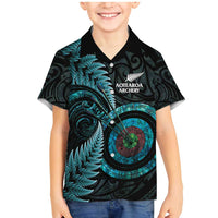 New Zealand Archery Family Matching Mermaid Dress and Hawaiian Shirt Aotearoa Silver Fern Maori - Polynesian Pride