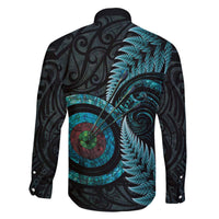 New Zealand Archery Family Matching Off The Shoulder Long Sleeve Dress and Hawaiian Shirt Aotearoa Silver Fern Maori LT14 - Polynesian Pride