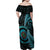 New Zealand Archery Family Matching Off Shoulder Maxi Dress and Hawaiian Shirt Aotearoa Silver Fern Maori - Polynesian Pride