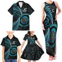 New Zealand Archery Family Matching Tank Maxi Dress and Hawaiian Shirt Aotearoa Silver Fern Maori - Polynesian Pride