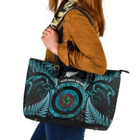 New Zealand Archery Leather Tote Bag Aotearoa Silver Fern Maori - Polynesian Pride
