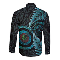 New Zealand Archery Long Sleeve Button Shirt Aotearoa Silver Fern Maori - Polynesian Pride
