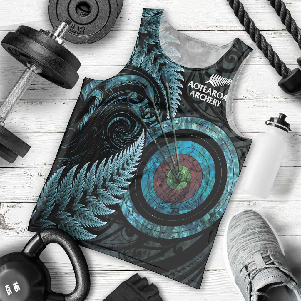 New Zealand Archery Men Tank Top Aotearoa Silver Fern Maori - Polynesian Pride