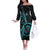 New Zealand Archery Off The Shoulder Long Sleeve Dress Aotearoa Silver Fern Maori - Polynesian Pride