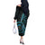 New Zealand Archery Off The Shoulder Long Sleeve Dress Aotearoa Silver Fern Maori - Polynesian Pride