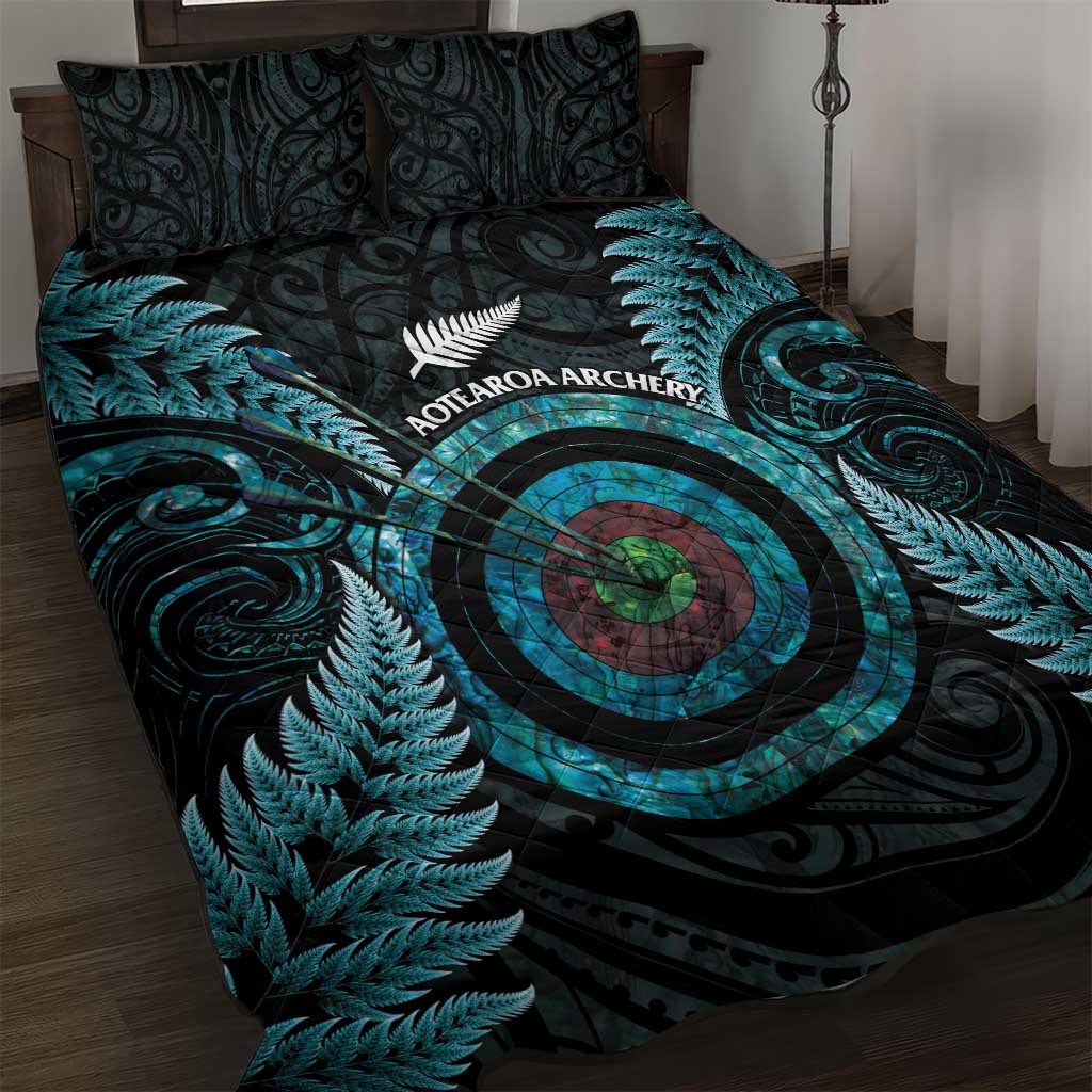 New Zealand Archery Quilt Bed Set Aotearoa Silver Fern Maori - Polynesian Pride