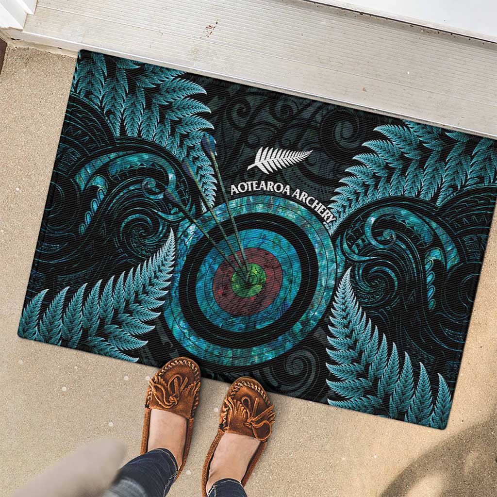 New Zealand Archery Rubber Doormat Aotearoa Silver Fern Maori - Polynesian Pride