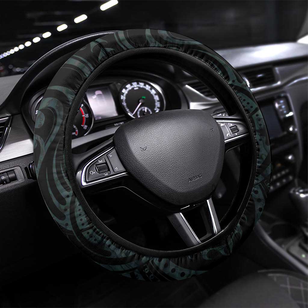 New Zealand Archery Steering Wheel Cover Aotearoa Silver Fern Maori - Polynesian Pride