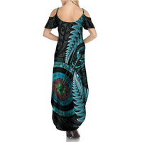 New Zealand Archery Summer Maxi Dress Aotearoa Silver Fern Maori - Polynesian Pride