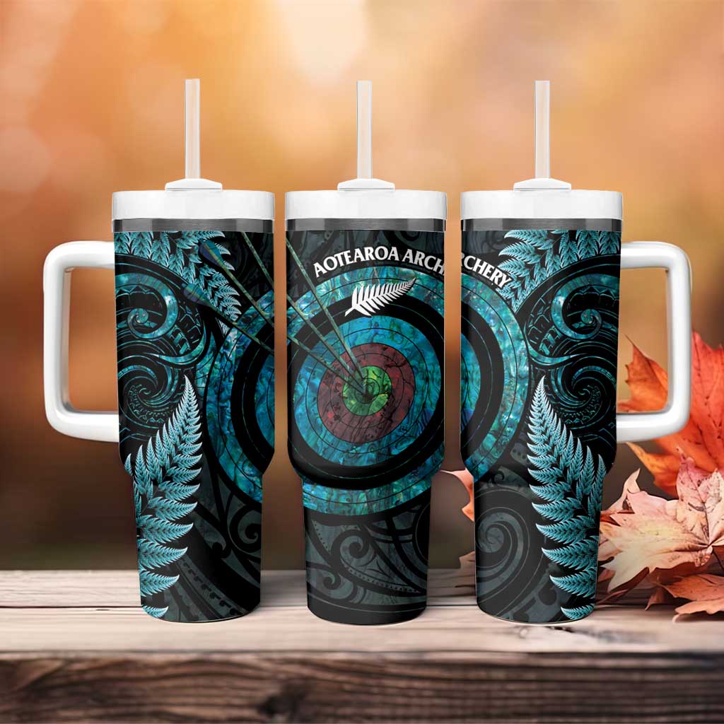 New Zealand Archery Tumbler With Handle Aotearoa Silver Fern Maori - Polynesian Pride