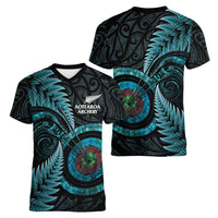 New Zealand Archery Women V-Neck T-Shirt Aotearoa Silver Fern Maori LT14 - Polynesian Pride