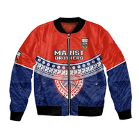 Fiji School Bomber Jacket Marist Brothers Fijian Tapa Pattern LT14 Unisex Blue - Polynesian Pride
