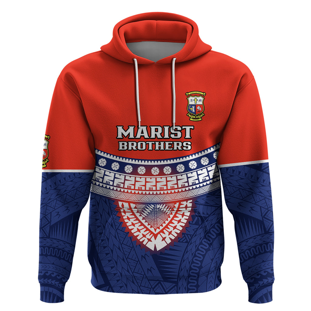 Fiji School Hoodie Marist Brothers Fijian Tapa Pattern LT14 Pullover Hoodie Blue - Polynesian Pride